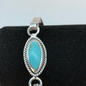 Sterling Silver and Sleeping Beauty turquoise bracelet.